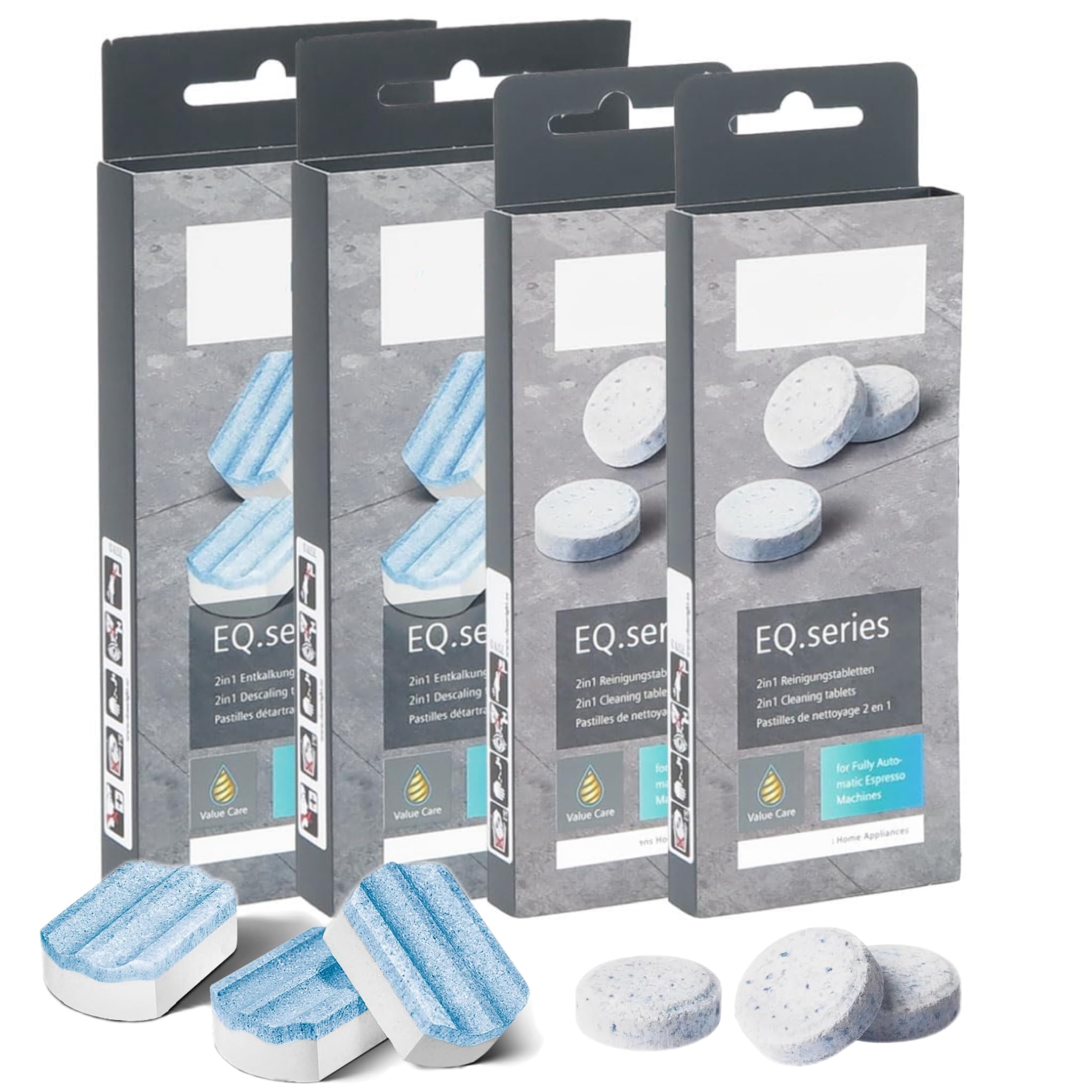 Reinigungstabletten TZ80001 für Kaffeemaschinen, 2-Packungen 10-Pads, TZ80002 2 x 3 Entkalkungspads, verwendet für Kaffeevollautomaten der EQ-Serie