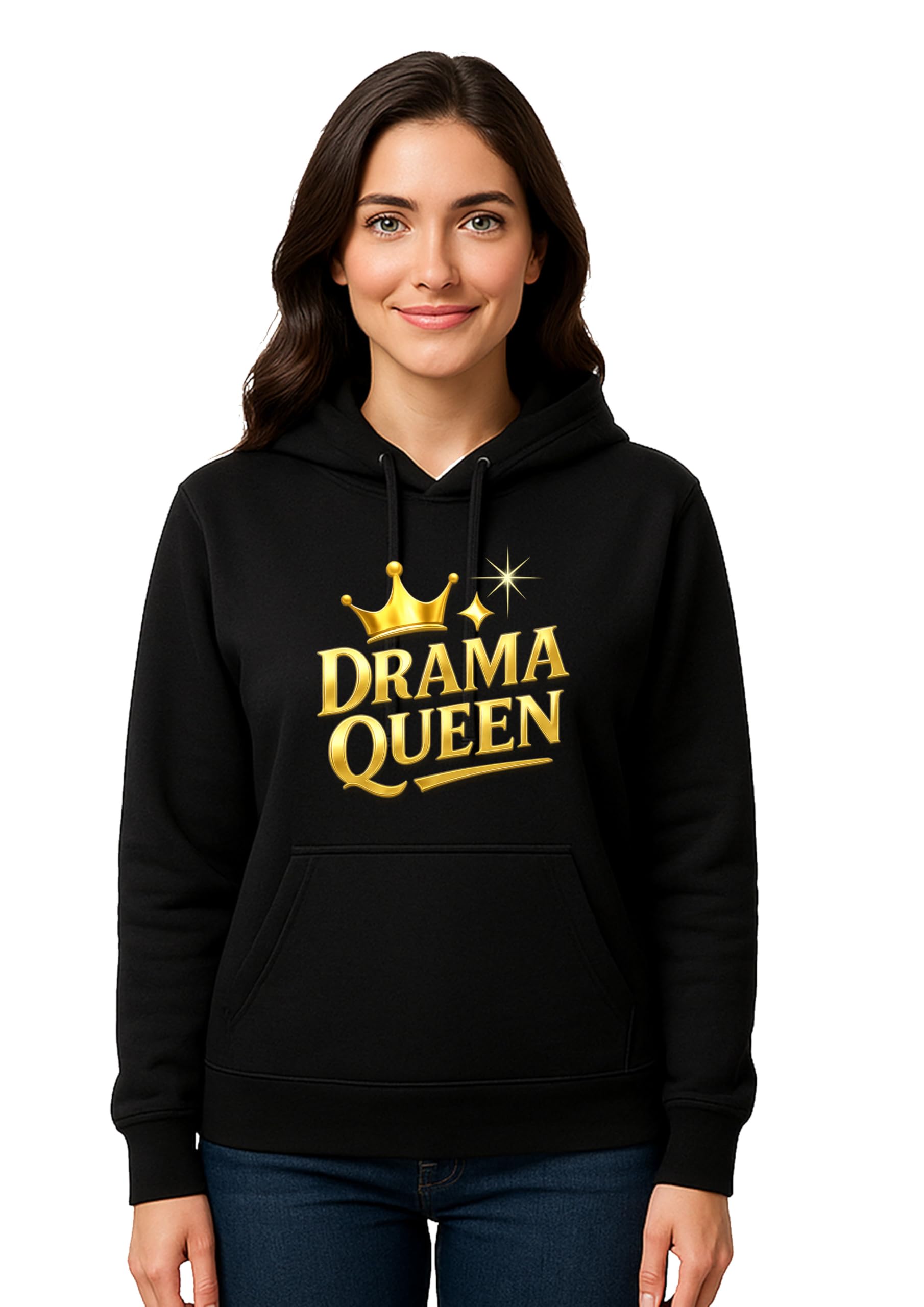 Drama Queen Hoodie, Women's Pullover Sweatshirt Hoddie with Crown Design-image-6