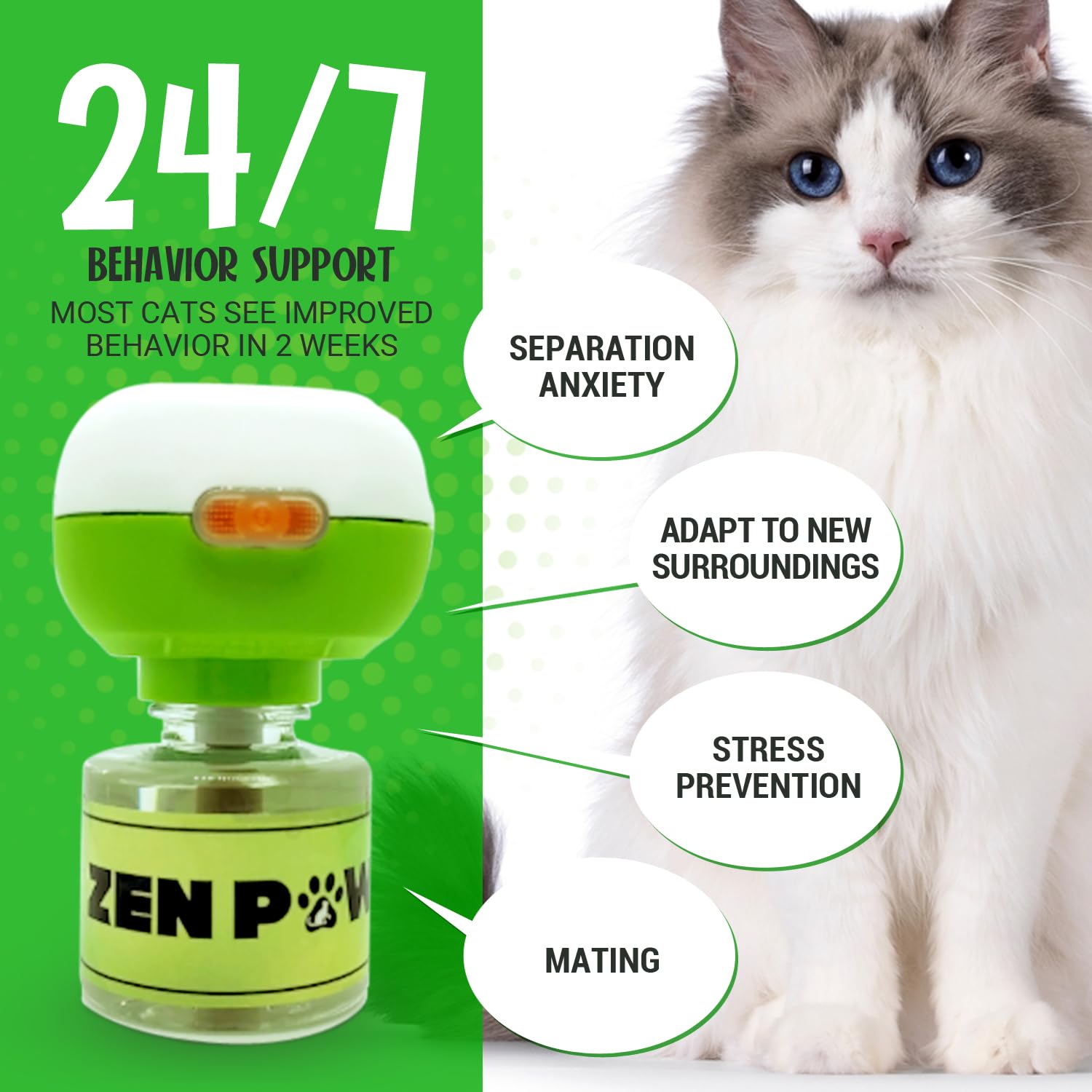 Zenpaws Upgraded No Scent - Diffuser Cat Relaxant Refill - Compatibility : Refills fit and are Compatible with All Major Brand diffusers. Feliway, Comfort Zone, ThunderEase, Relaxivet - image 7
