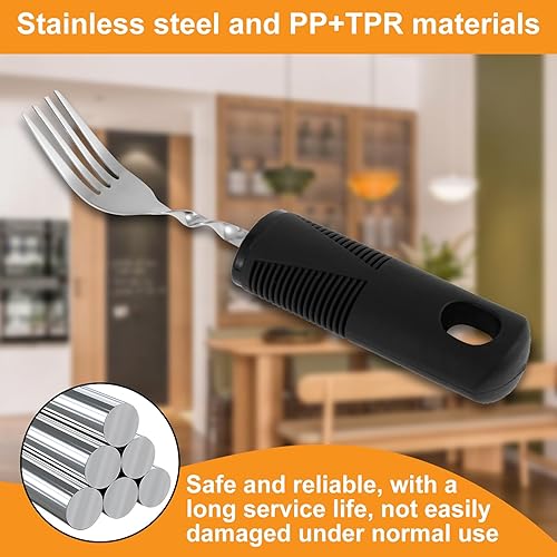 Miniatura 6 de Utensilios adaptativos con correa, utensilios con peso ajustable en ángulo, asas antideslizantes, utensilios ergonómicos construidos, cubiertos