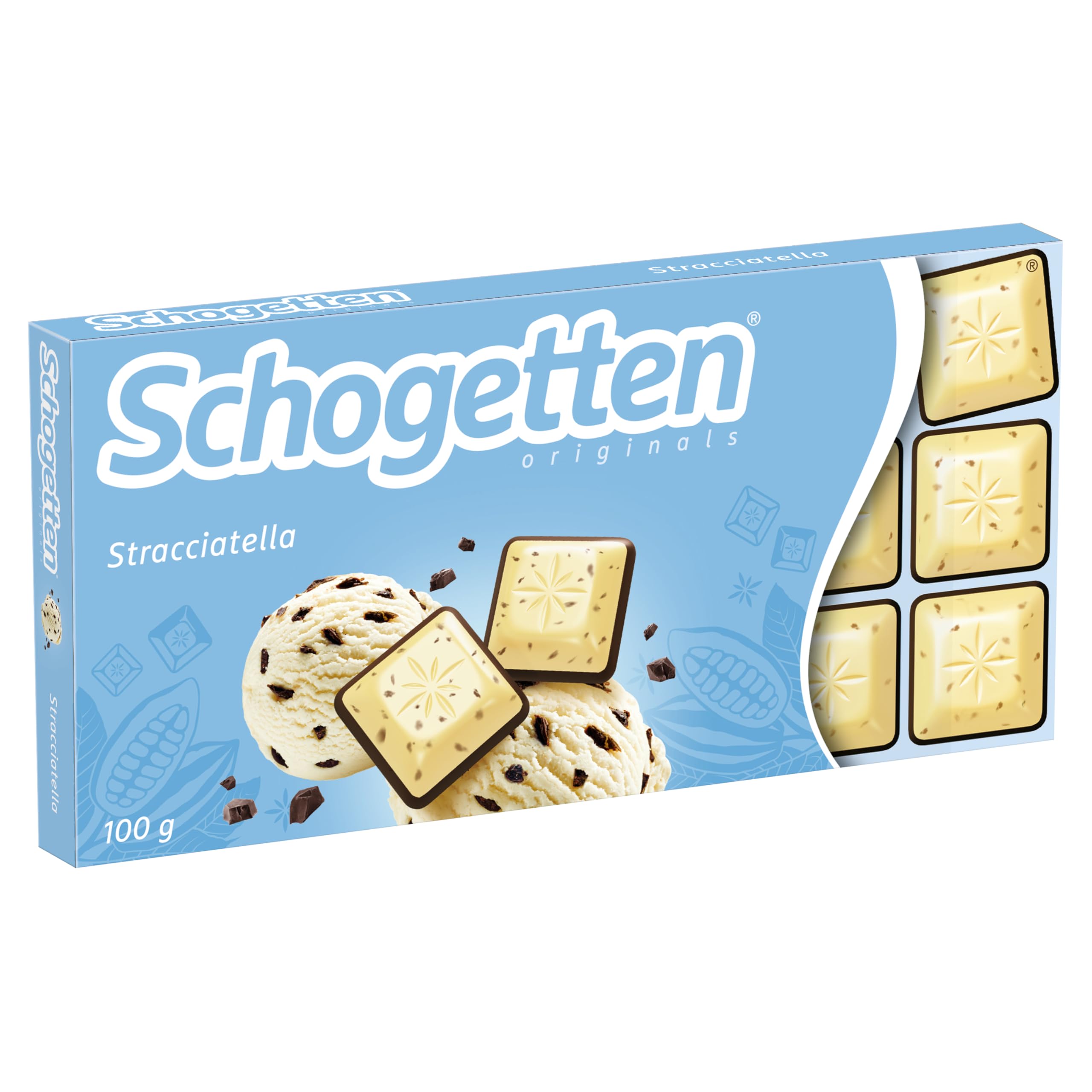 Schogetten Stracciatella 100g Schokoladentafel, praktisch einzeln portioniert. Ein Genuss. Stück für Stück. (Packung mit 9)