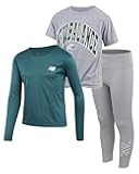 Active Girls Legging Set - 3 Piece Athletic Short Sleeve Shirt, Long Sleeve Shirt & Leggings Set Kids Activewear