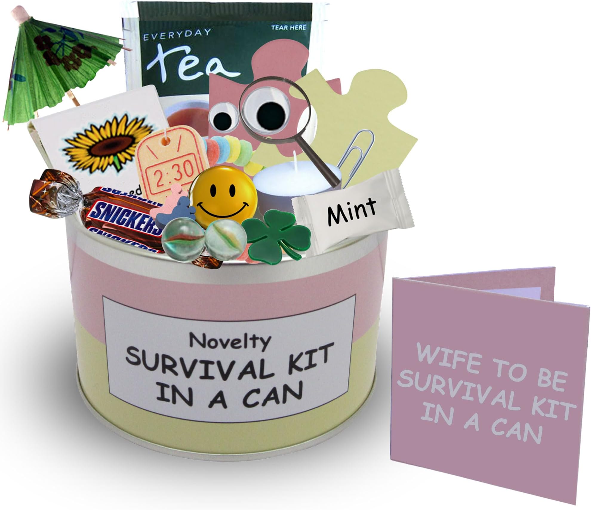 Wife To Be Survival Kit in a Can – Funny Novelty Gift from Groom – Unique Wedding Day Keepsake for Fiancée – Quirky Gift Set Box with Card for Bride To Be Packed with Fun