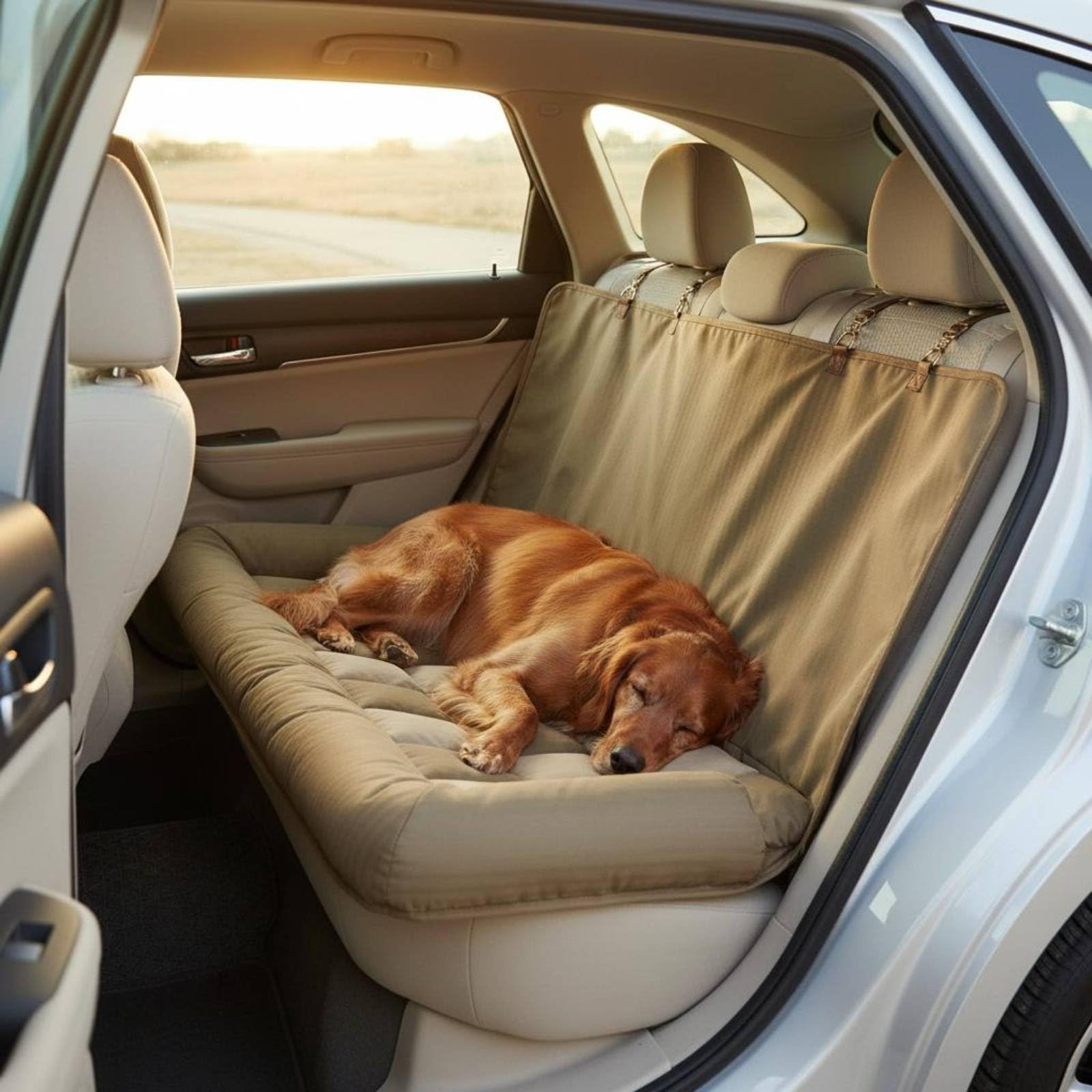 Hamaca Asiento Trasero Mascotas Fácil Limpieza Cama Coche Mascotas Resistente Al Desgaste Alfombra Viaje Perros para Salidas Largas, Púrpura, Asiento Trasero De Coche 124CM
