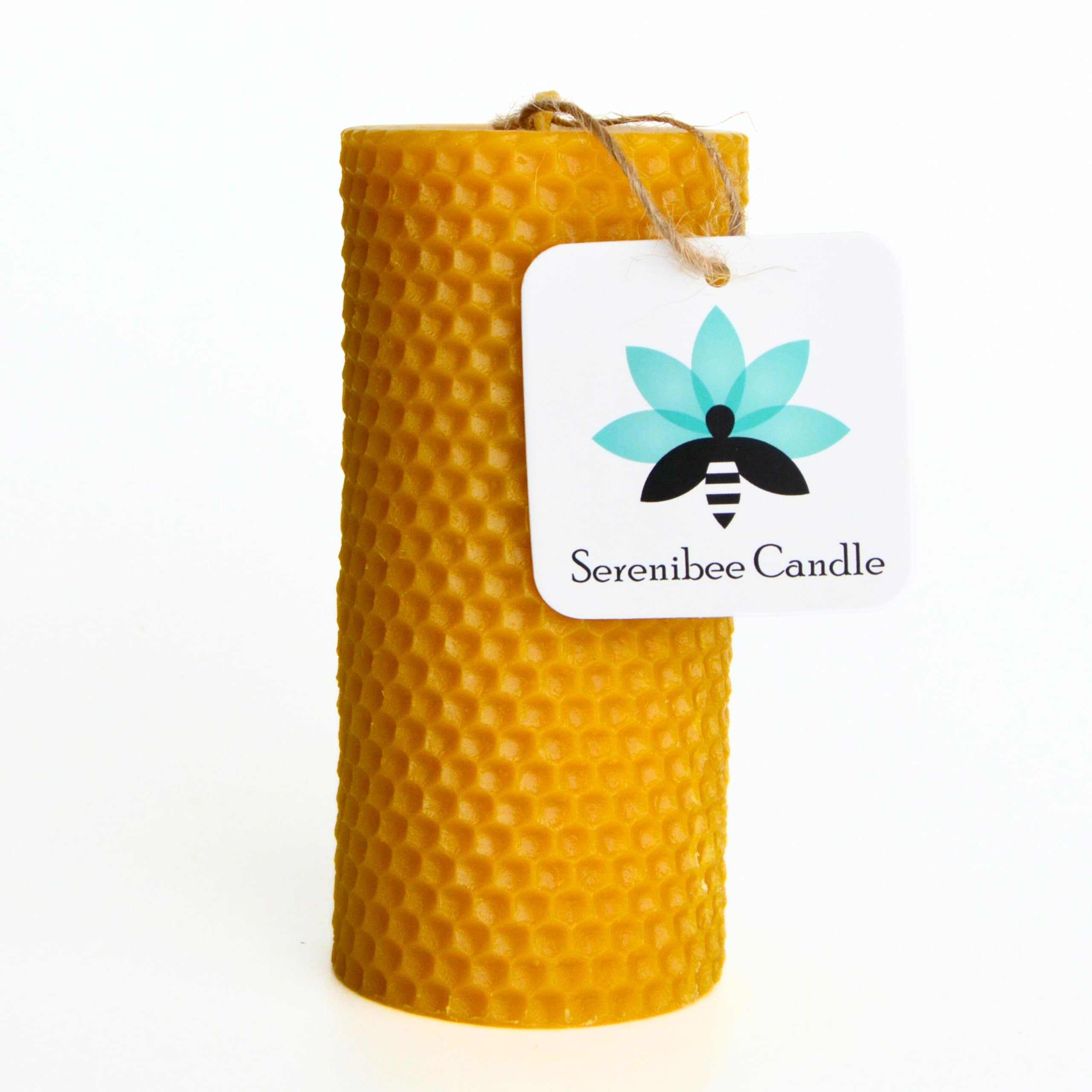 Serenibee Honeycomb Pillar Candle 100% Pure Beeswax - Long Burning non-toxic Handmade in USA