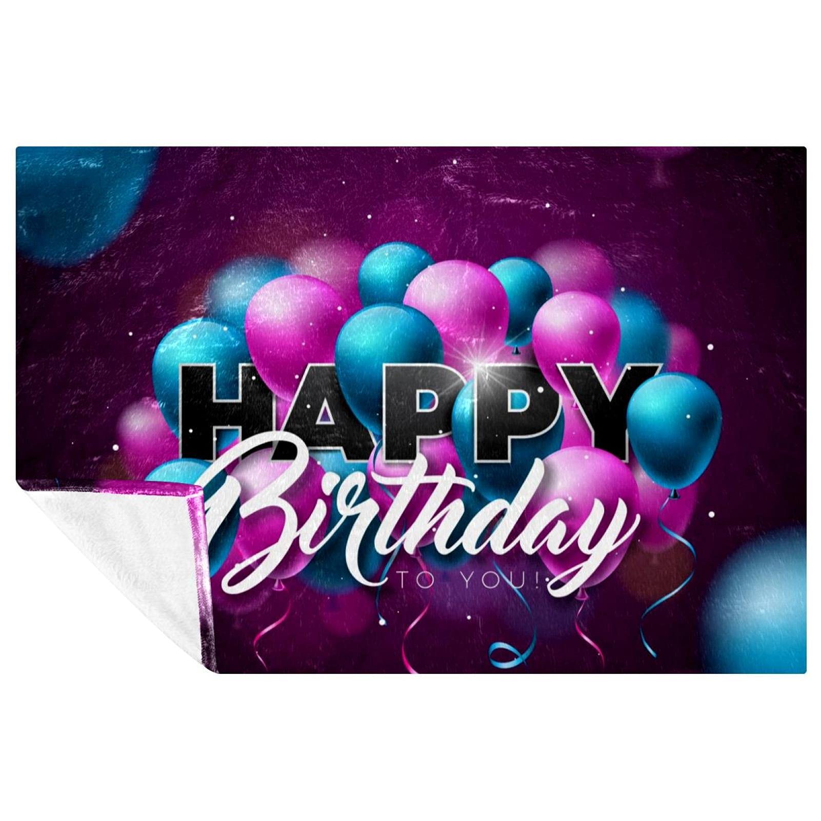 Couverture chaude violette et bleue motif ballons 150x100 cm de qualité