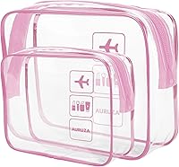 Vista 12 de Bolsa de maquillaje transparente AURUZA, bolsas de aseo portátiles para viajes con cremallera, bolsas organizadoras transparentes aprobadas por