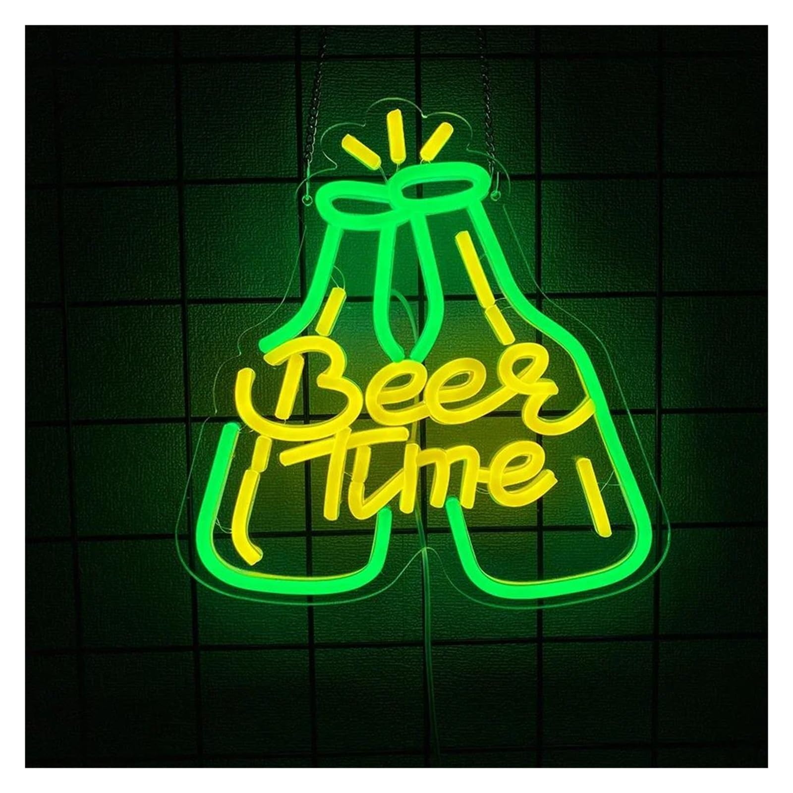 SHOUXI Sign Lamp Beer Time Neon Sign Shop Business Window Display Decor for Home Bar Man Cave Club USB Powered Light 27.8cmх28cm