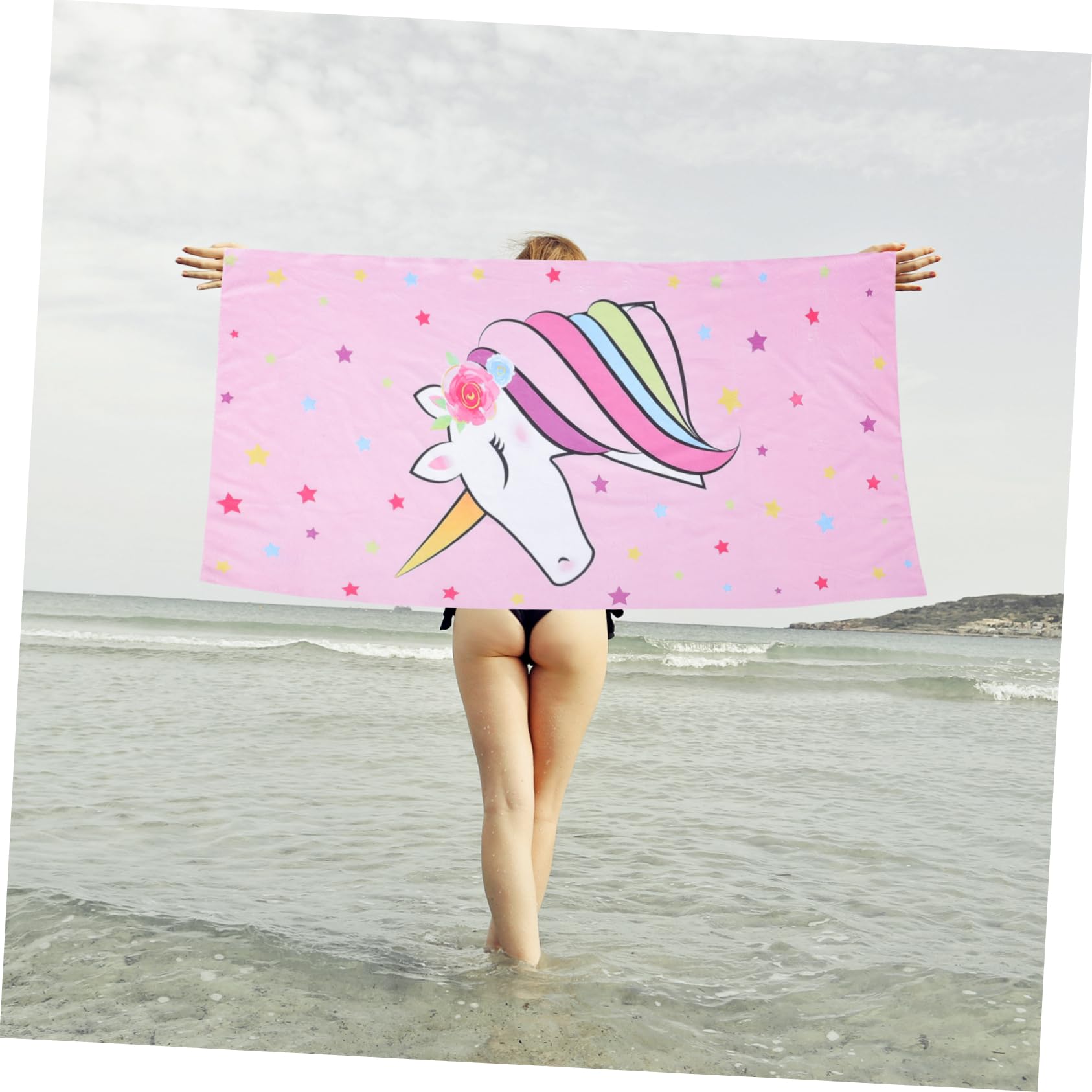 5 Pièces Serviette De Plage à Licorne Drôle Adultes Filles Voyage Enfants Serviette De Plage Confortable De e Absorbant Rose Fibre Superfine