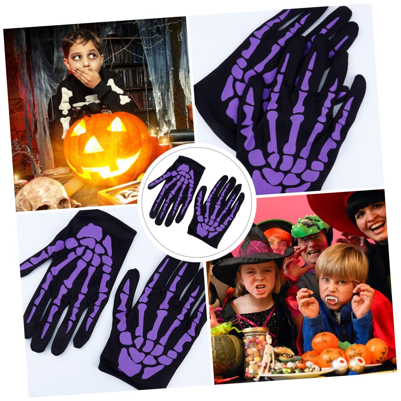 Holibanna Halloween Hands Gothic Gloves 2 Pairs Adult Men Women Gothic Gloves Purple