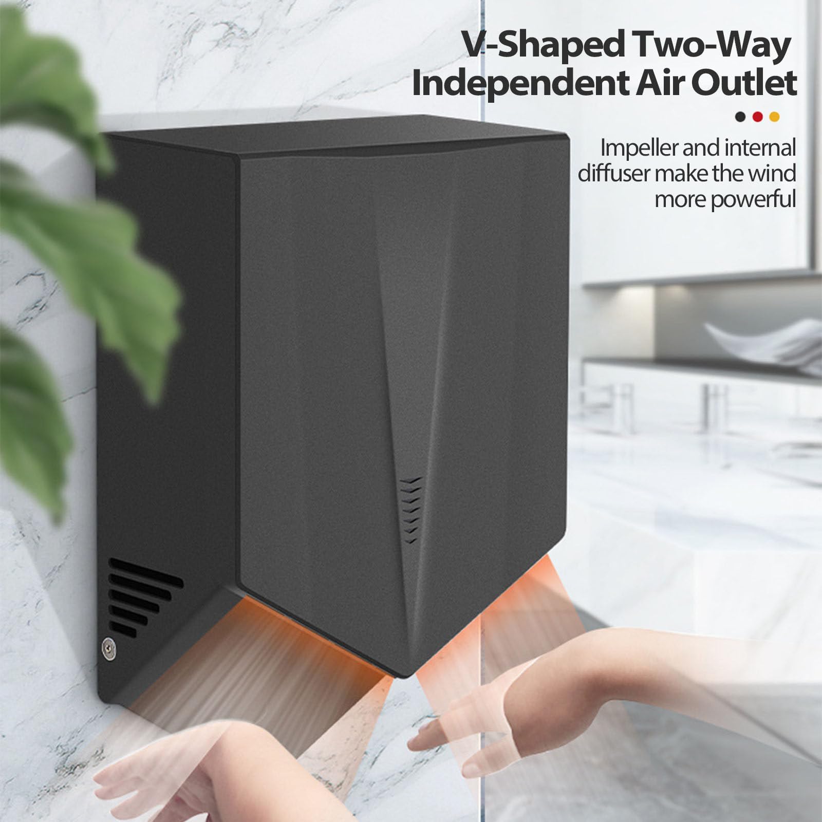 Asciugamani Commerciale con sensore Automatico, asciuga Mani Elettrico a Parete da 1500 W ad Asciugatura Rapida, Attrezzatura per asciugare Le Mani a Basso consumo energetico per WC,Grey