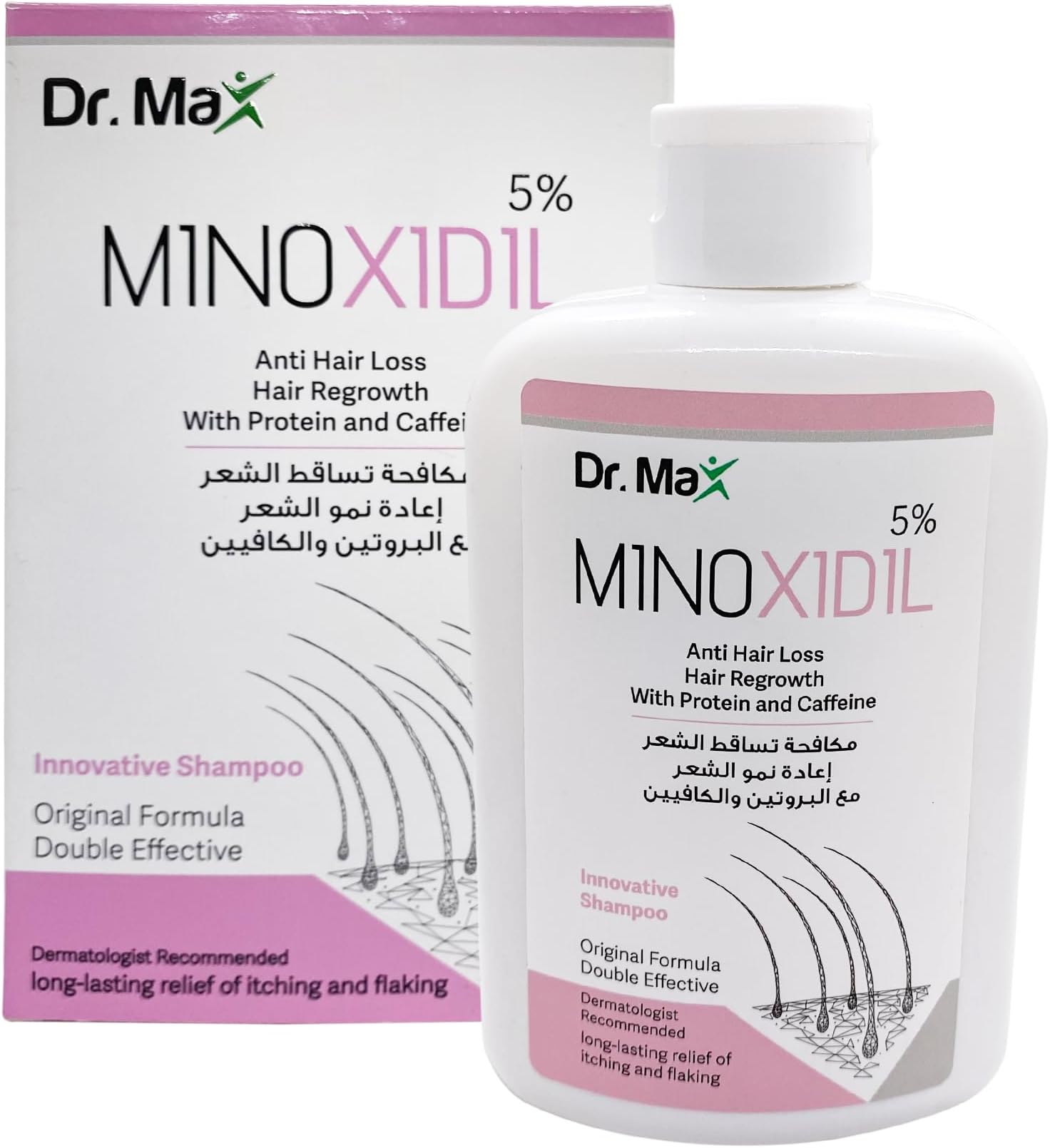 Dr Max Minoxidil 5% Anti Hair Loss Shampoo, Hair Regrowth With Protein Caffeine Long Lasting Relife of Itching And Flaking