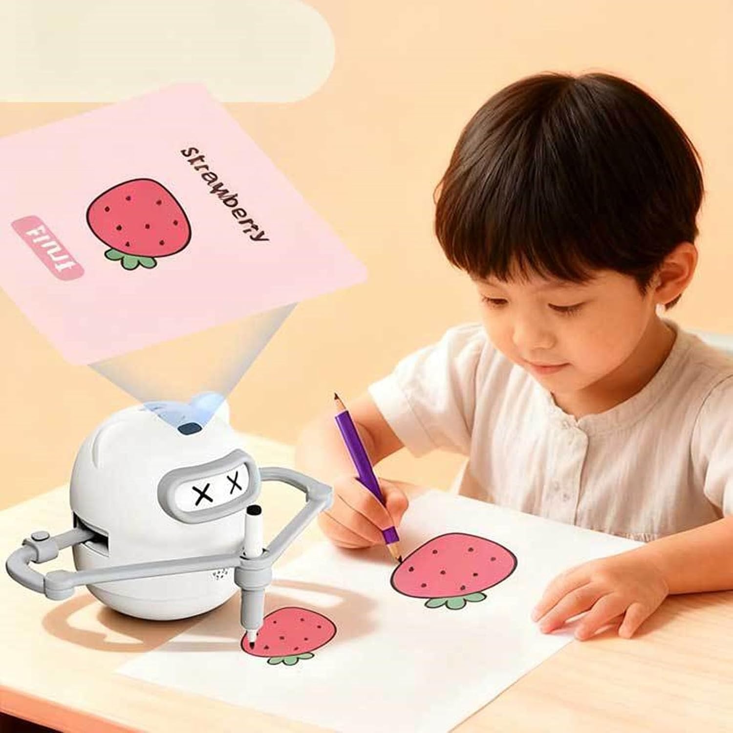 Fockety Drawing Robot for Kids, AI Smart Interactive Educational Montessori Drawing Machine, Painting Toy with 100 Cards and 16 Color Pens for Boys and Girls Birthday Gift