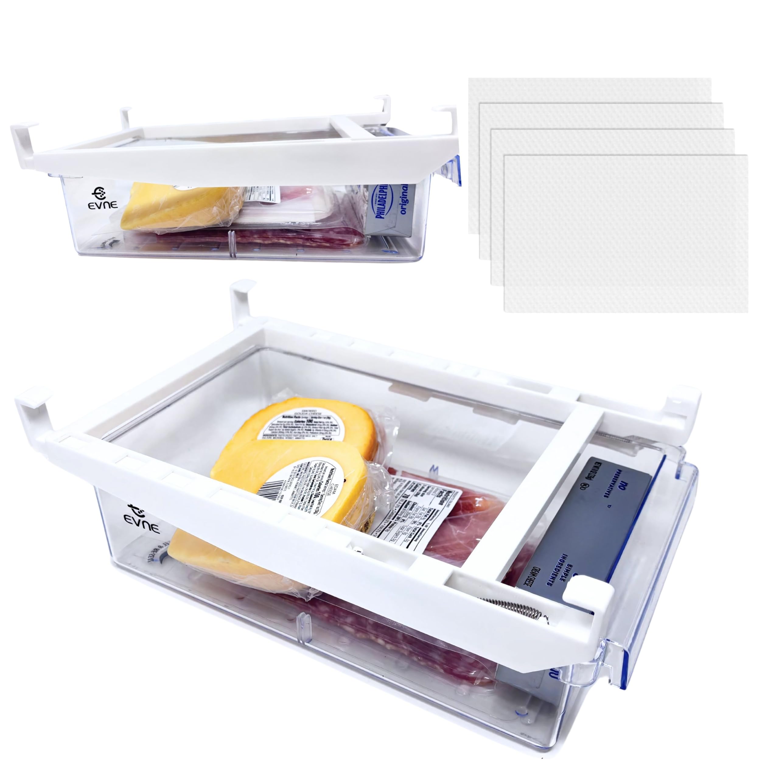 EVNE Refrigerator Drawers Fridge Drawer Organizer Fridge Organizer Drawers Small Size Refrigerator Shelf Pull Out Shelf Storage, Storage Egg Deli