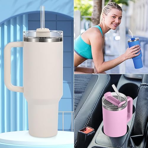 Miniatura 6 de 12 piezas Pajitas de vidrio de repuesto para Stanley  Compatible con vaso Stanley de 40 onzas y 30 onzas, popote de vidrio transparente reutilizable