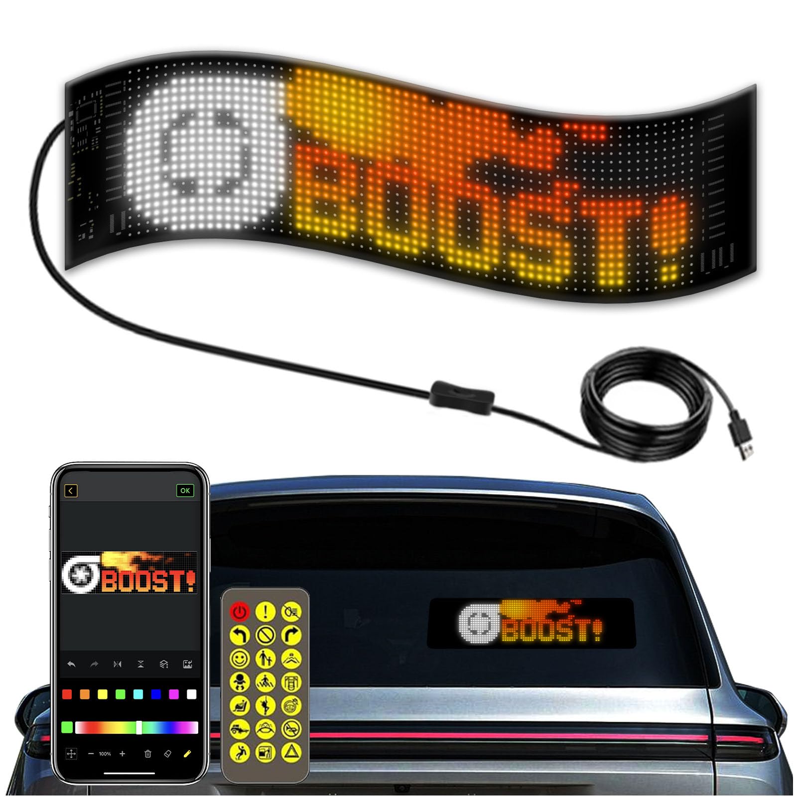 Devil Eyes 2 Pcs Programmable LED For Trucks - Flexible Soft Screen ...