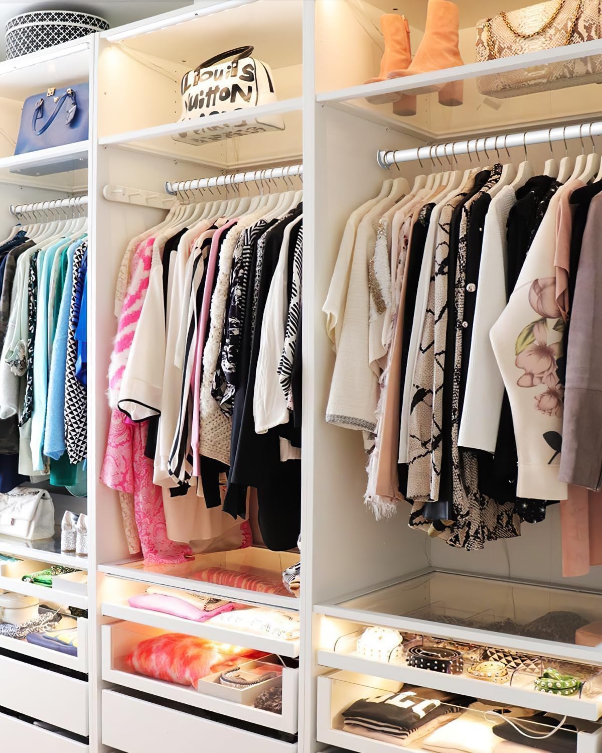 3 pack closet rods for hanging clothes, 17 to 28 inches stepless adjustable metal closet rod, 1.3 inches heavy duty clothes hanging rod for closet wardrobes laundry rv, white matte white 17-28in 3pack