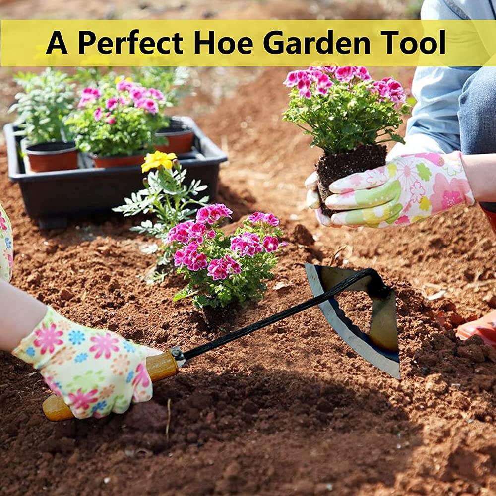 Herramientas manuales de jardinería, azadón, Pala, Accesorios, azadón Duradero, Herramientas de jardinería, Proceso Tradicional de Templado y Forjado de Acero al manganeso-Wooden Handle-A