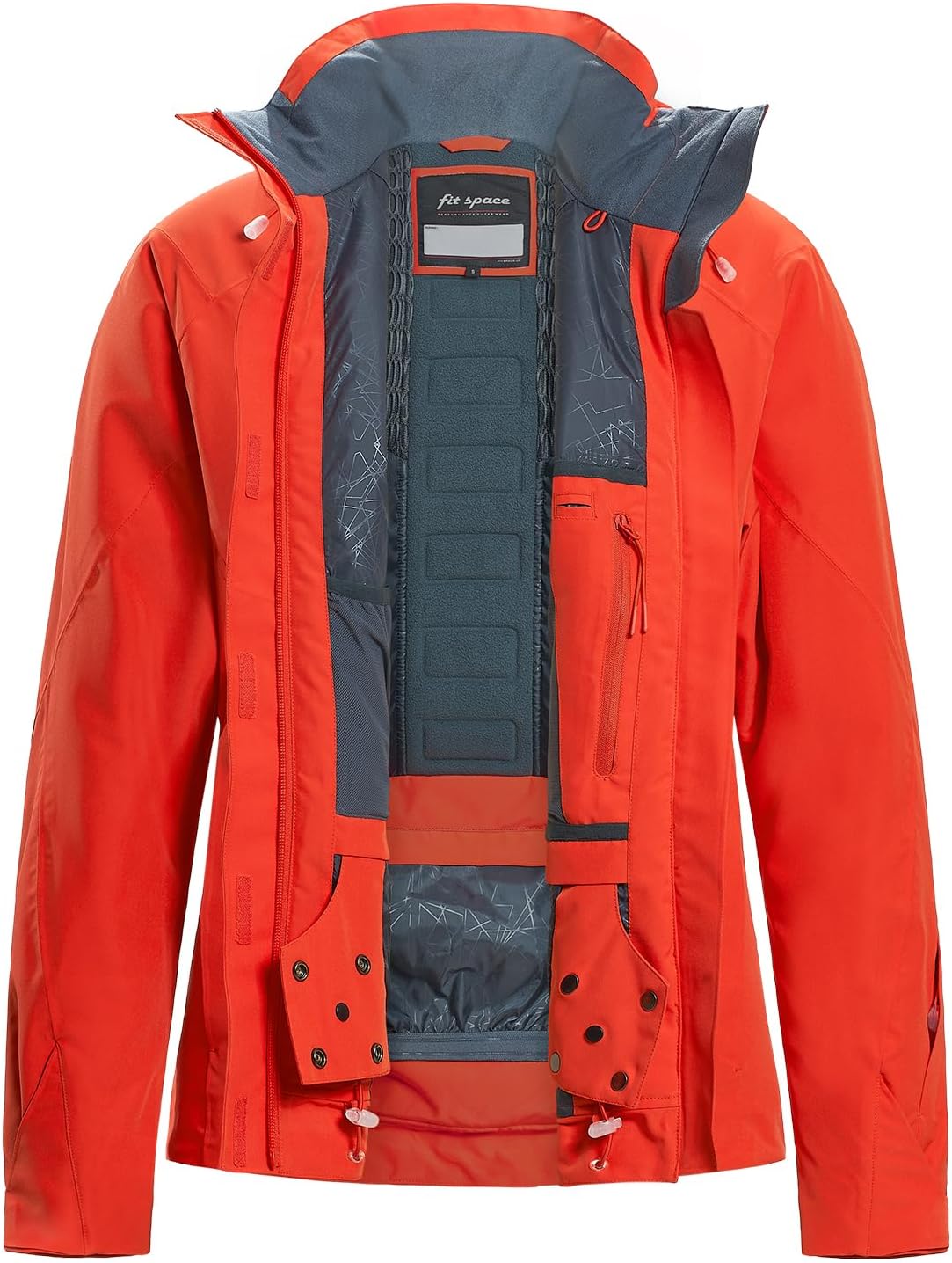 fit space Women's Pro Ski Jacket, Waterproof 15K Snowboard Jacket, Insulated Winter Coat with Helmet Hood & Armpit Vents