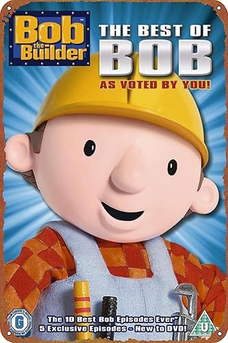 Bob the Builder - Póster de metal con logotipo de garaje vintage, decoración de pared para hombre, póster de película para tienda de autos antiguos,
