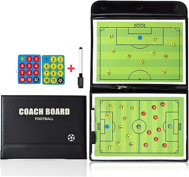 RoseFlower 17.32'' x 12.6'' Coaches Tactical Board, Portable Professional Football/Soccer Magnetic Tactics Board Training Assistant Equipment with Marker pieces,Pen and Eraser