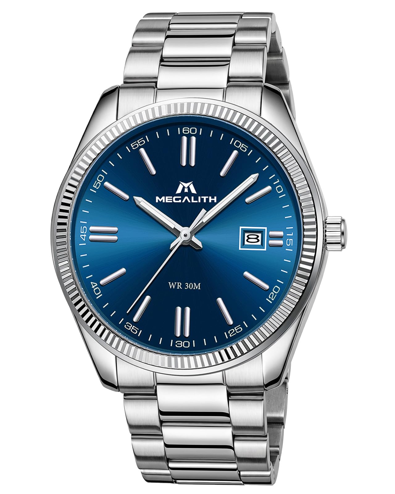 MEGALITH Herren Uhr Edelstahl Armbanduhr: Chronograph Analog Wasserdicht Herrenuhr mit Datum Leuchtend - Elegantes Geschenke für Business Männer Geburtstag Jubiläum