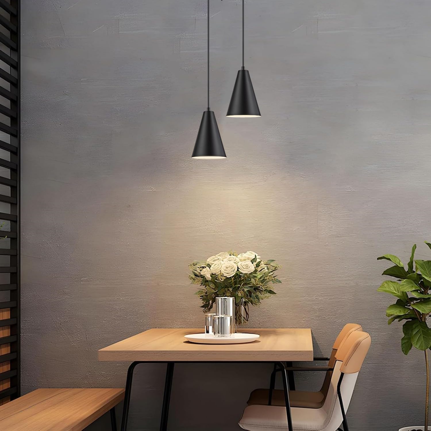 Black Pendant Lights, 3 Pack Industrial Metal Hanging Lamp Modern Vintage Farmhouse Pendant Lighting Fixtures for Kitchen Island Dining Room Bedroom