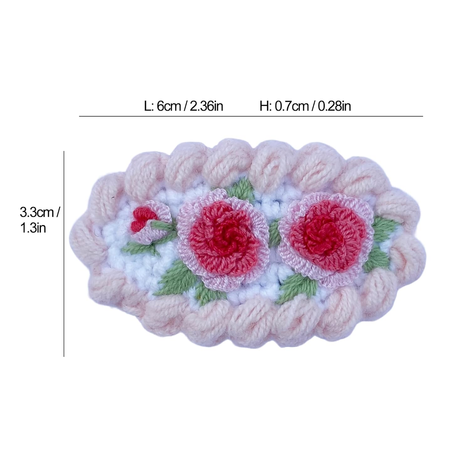 Coolideas handmade micro-hook crocheted hair barrettes yarn Handcrafted fine crocheted hair clips, creative hand made knitted side hair accessories for female (#51 Pink penoy)