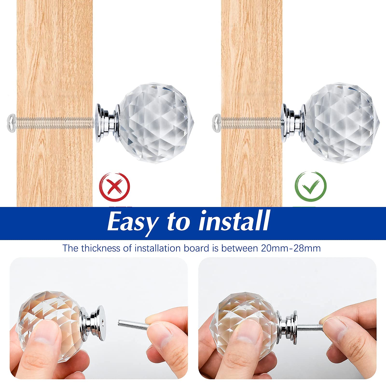 Maniglie Porta In Vetro Sfaccettato - 60mm, Cromato, Confezione 2 Pezzi - Foto 7