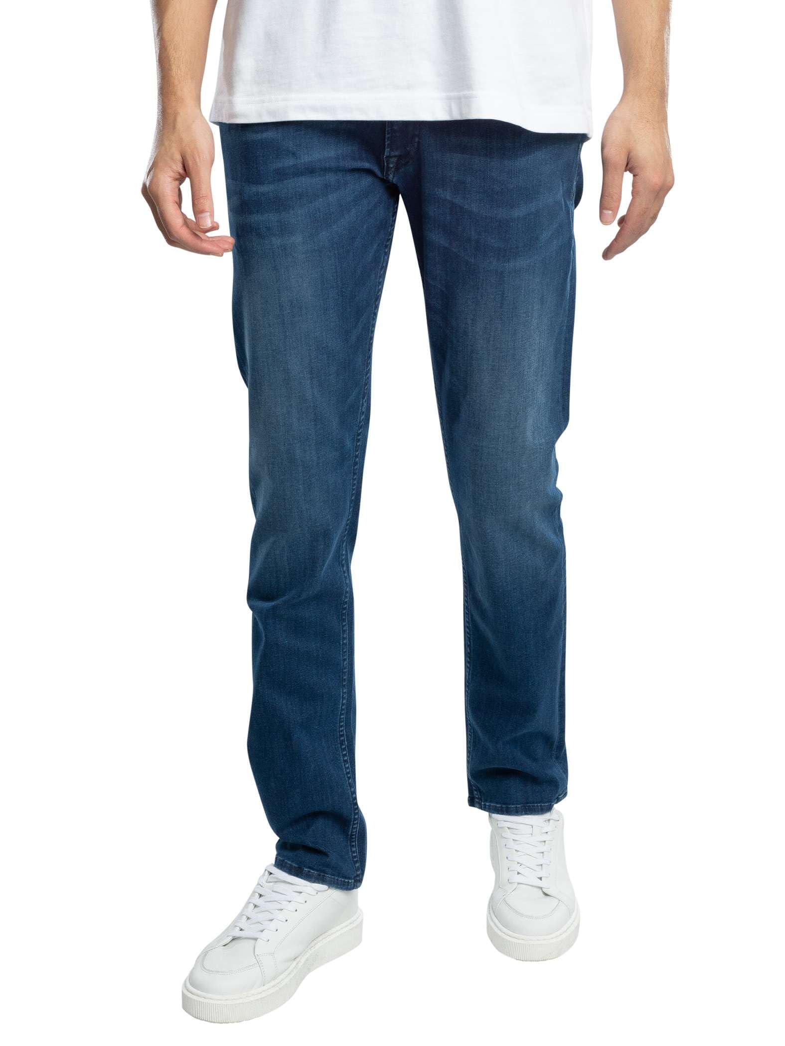 Replay men's Grover straight-fit jeans with stretch, blue (Medium Blue 009), 30W / 30L