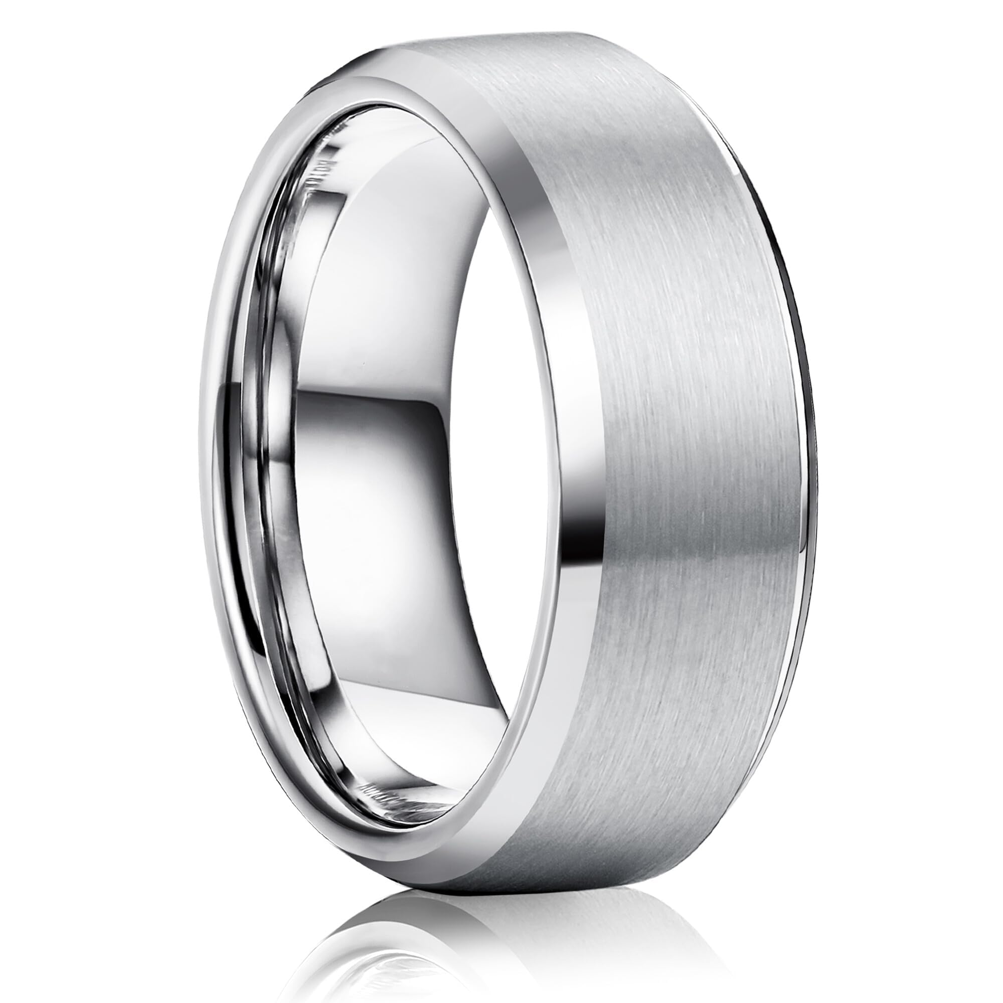 TUTISS Anello In Titanio Puro 8 Mm – Finitura Opaca, Bordi Smussati, Colori Argento/Nero/Canna Di Fucile – Fede Unisex Comfortevole - 3