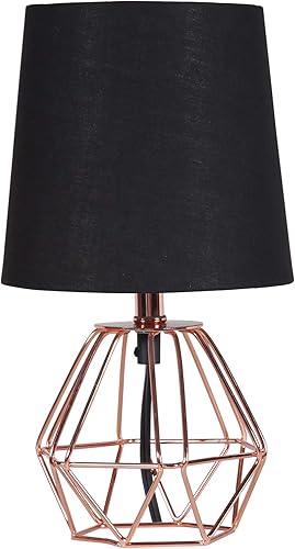 Ore International HBL2131 Wesley Lámpara de mesa hexagonal de alambre metálico de cobre geométrico