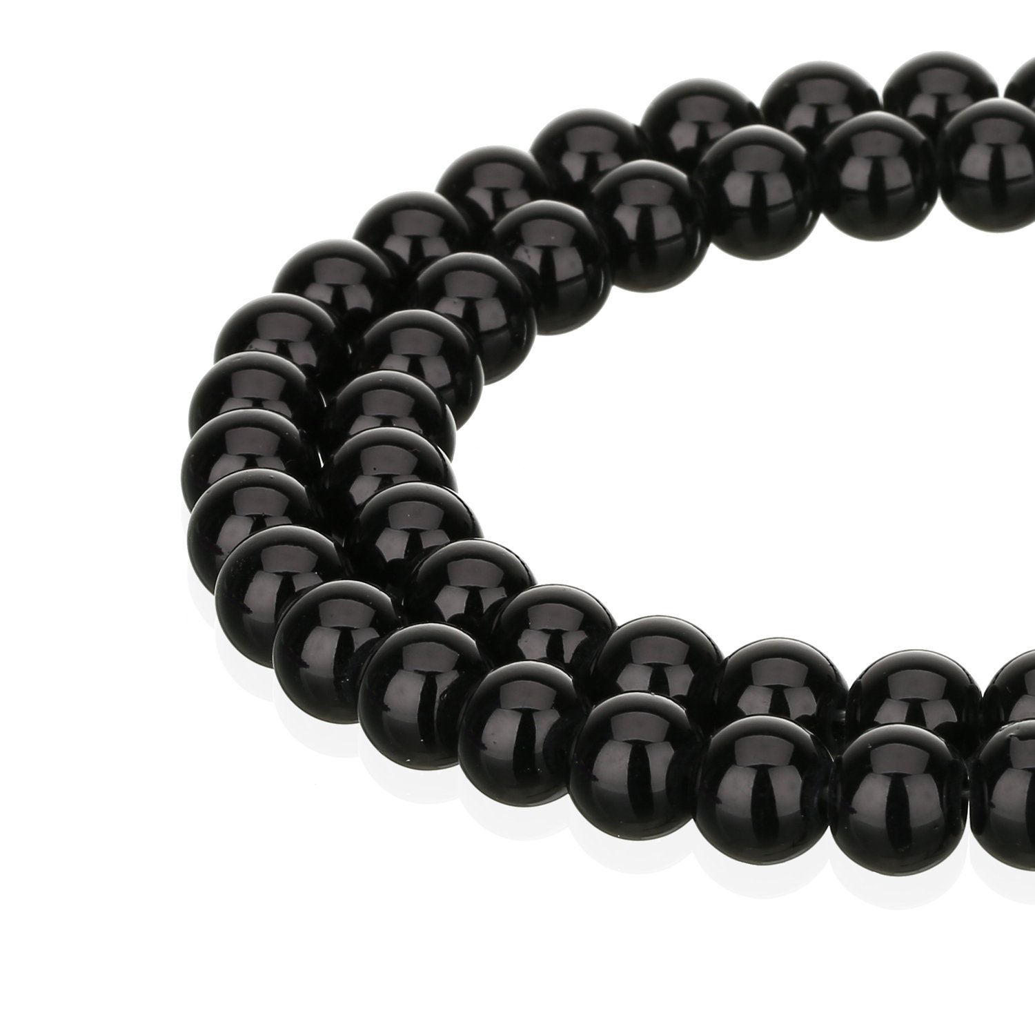 Rubyca Black 1 Strand 10Mm Jade Imitation Round Painted Coated Glass Beads For Diy Jewelry Making