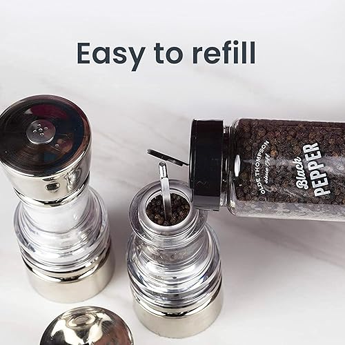 Miniatura 3 de Olde Thompson Sienna - Molinillo de sal y pimienta sin desorden 7 platatransparente