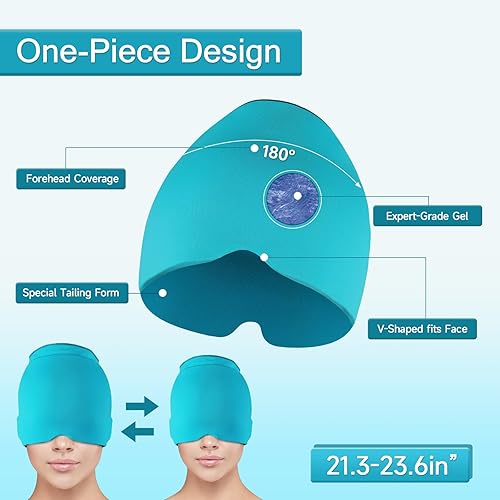 Miniatura 3 de Sombrero para aliviar el dolor de cabeza, gorra de hielo para migrañas, tensión, alivio del dolor de cabeza sinusal, ajuste cómodo para la cabeza