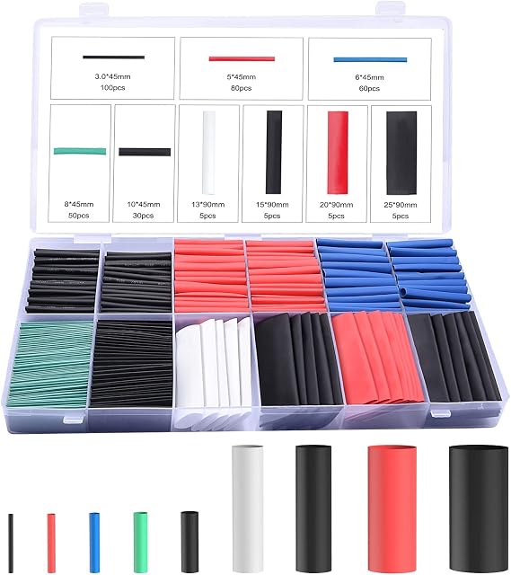 Preciva Heat Shrink Tubing Kit, 340pcs Wire Cable Shrink Wrap Sleeving, Electrical Heat Shrink Tubes, Insulation Heatshrink Cable Sleeve for Wire Repair, Fixing, Automative Wiring, Ratio 2:1 (340pcs)