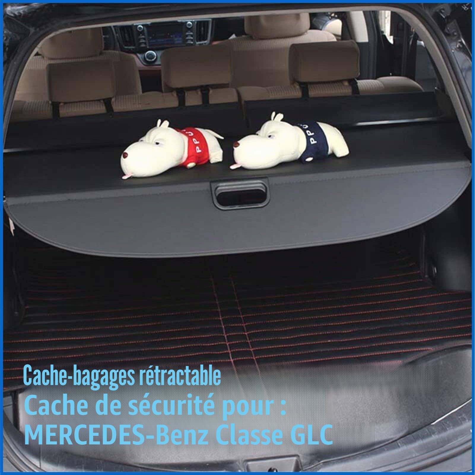 Couvre-Bagages pour Chien pour 2016-2021 Mercedes-Benz Classe GLC Couvre-Bagages Extensible Noir avec Store à Enrouleur