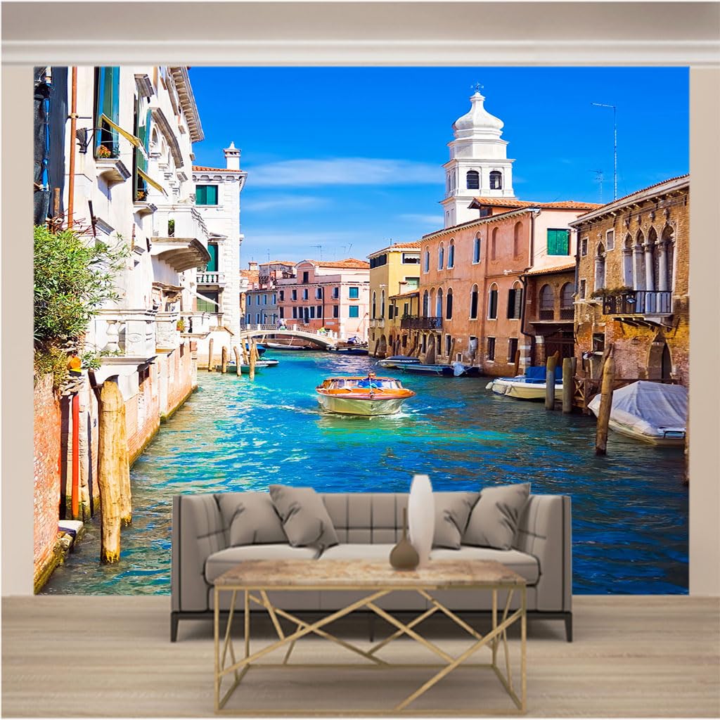 Papier peint panoramique 3D Venise pour agrandir visuellement une chambre adulte