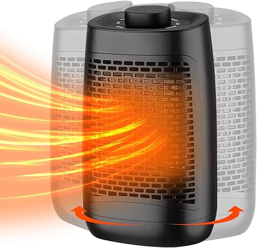 Electric Space Heater, 1500W Adjustable Thermostat and Overheat Protection Ceramic, Portable Heater with Carrying Handle, Fast Heater for Indoor Use