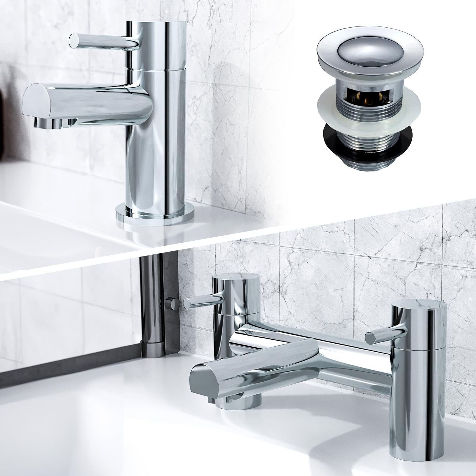 Marc Basin & Bath Filler Mixer Tap Set Chrome 5060920925291