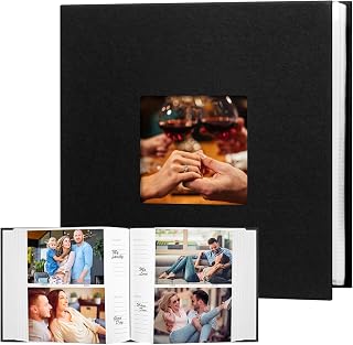 Xfveiwoo 4x6 Photo Album 240 Photos Leather Cover with Front Window & Memo Spaces - Acid-Free for Wedding Family Baby Memories (Black)