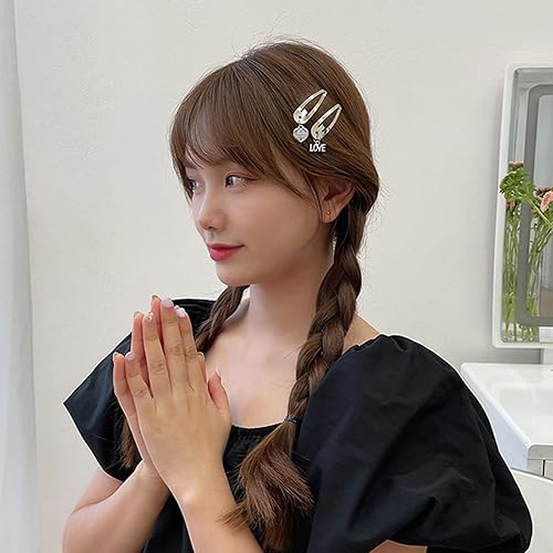 Miniatura 2 de NUEAYMS Pinzas para el cabello de moda, pasadores para el cabello, horquilla de corazón para mujeres y niñas, horquilla de corazón plateado,