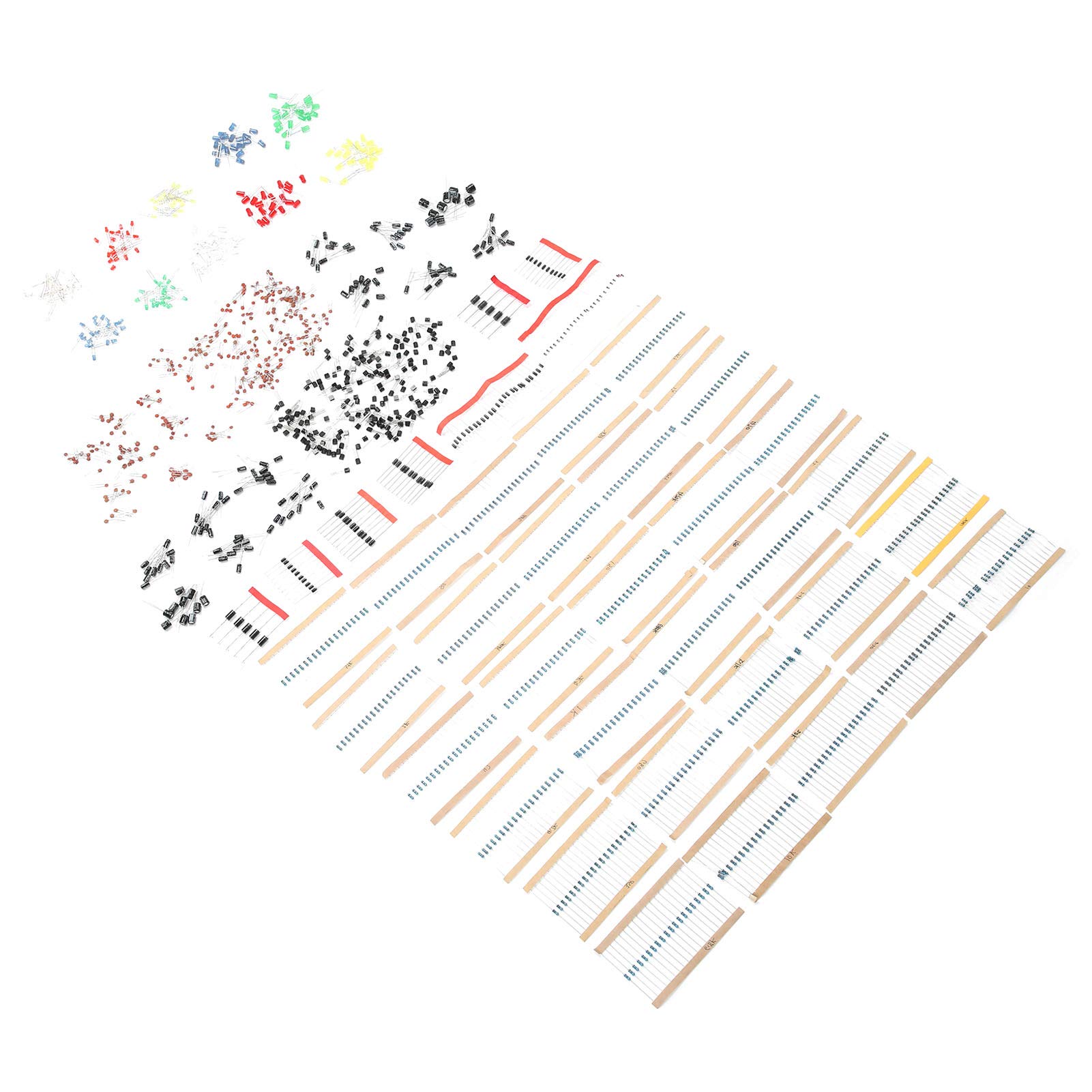 Kit de composants électroniques, kit de diodes LED, kit de tor électrique, 30 résistances de valeurs, tor en céramique, composants de contrôle industriel avec 200 LED, 600