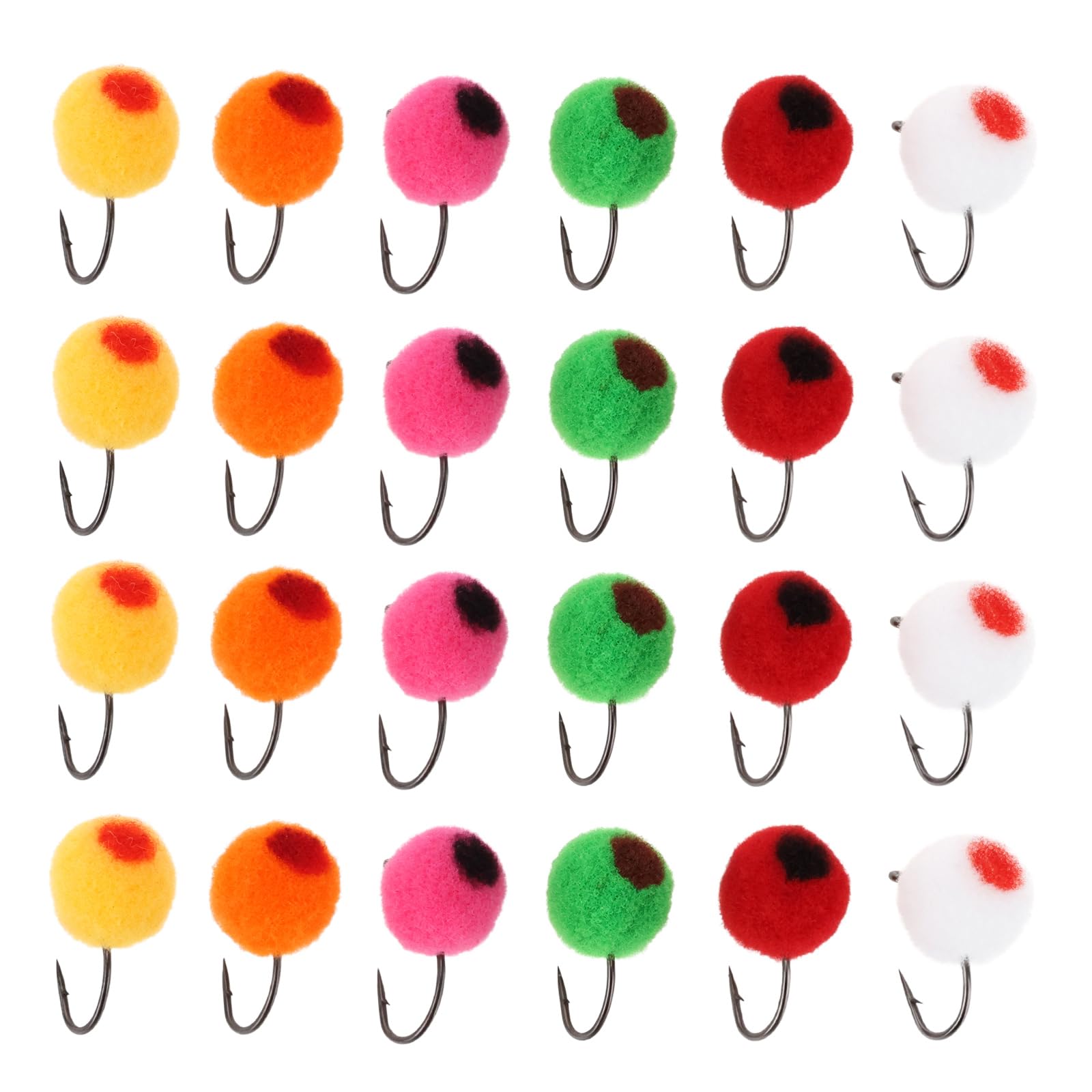 24Pcs Fly Fishing Flies Kit Insect Egg Flo-ating Bait Brass Bead Head Lure for Salmon Steelhead Trout 15x6.3mm Multicolour