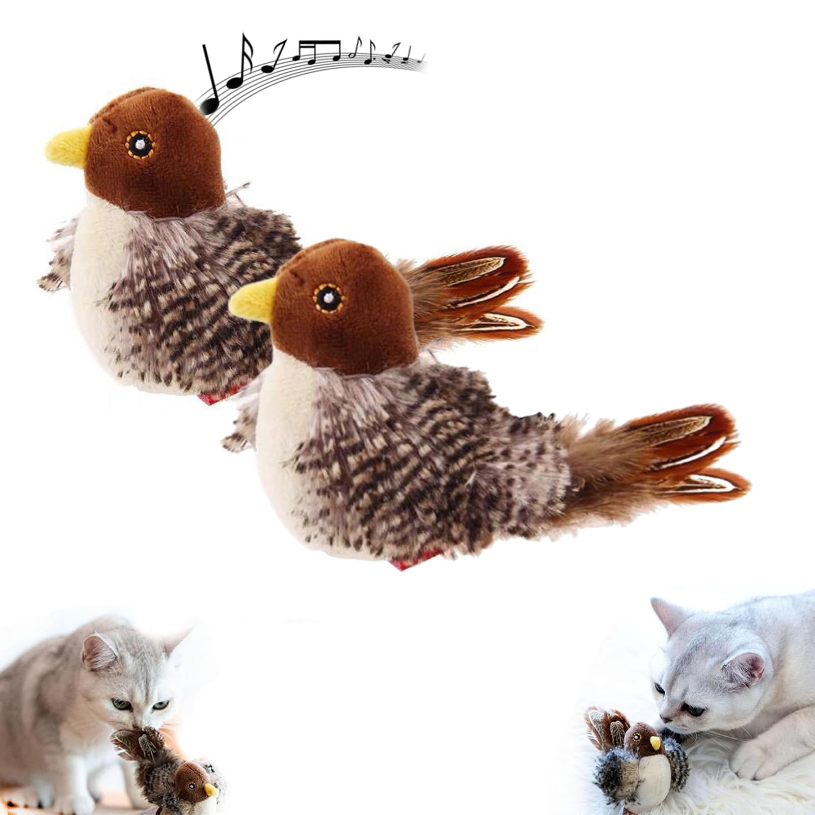NAUXIU Celery Pets Cat Toy,simulated Chirping Bird Cat Toy,flapping Bird Cat Toy,Celery Pets Chirping Bird,Portable Interactive Cat Chirping Toy,Squeak Cat Toys for Indoor