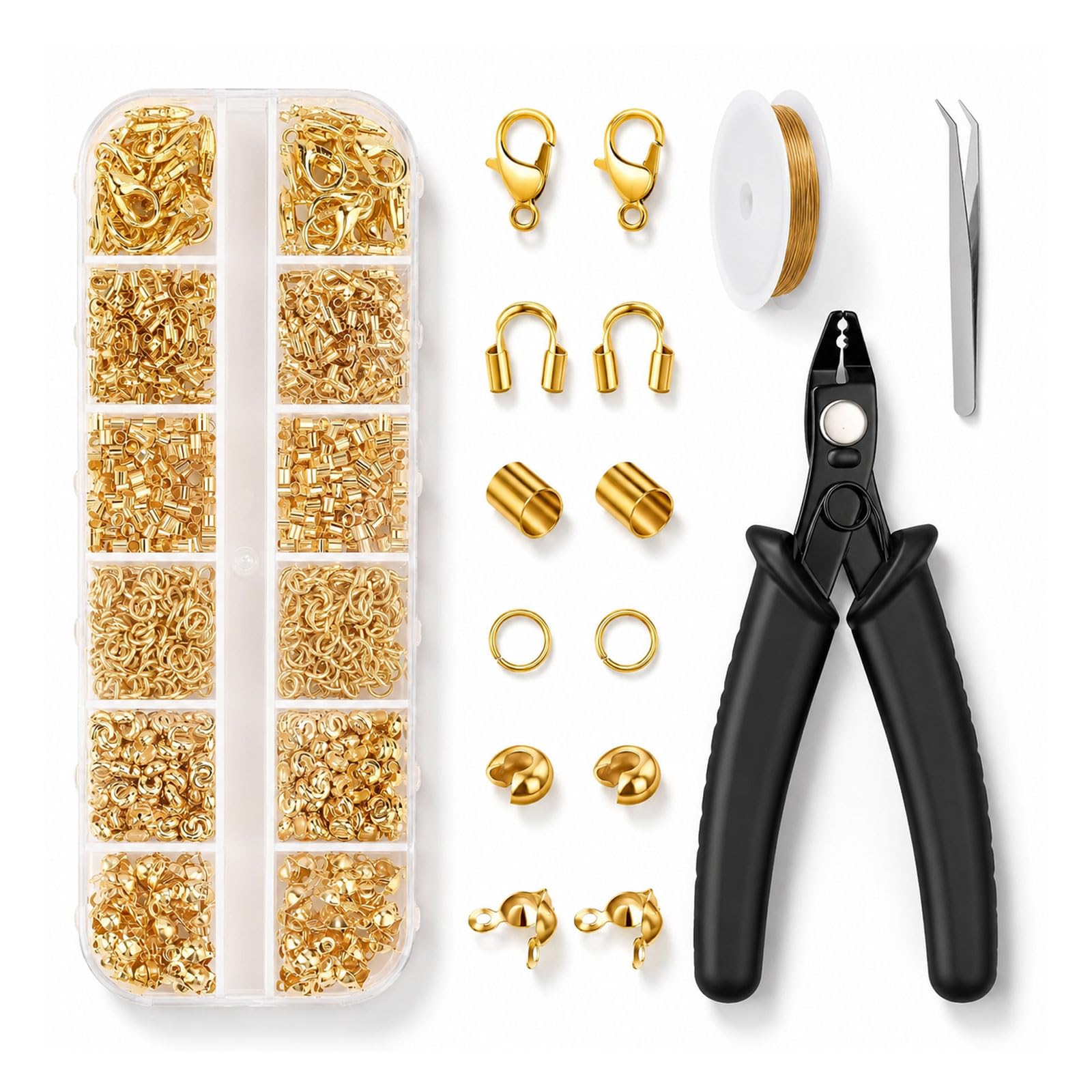 1200Pcs Jewellery Making Kit, Gold Clasps for Jewellery Making Supplies