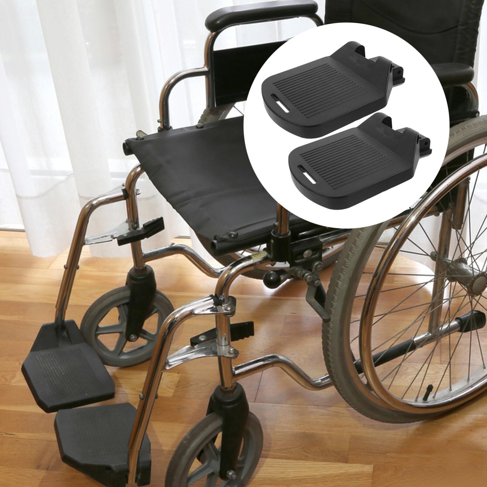 Beavorty Wheelchair Footrest Pedal Replacement 2pcs Wheelchair Leg Pad Universal Footplate Elevating Leg Rests Wheelchair Parts Accessories for Patient Hardware