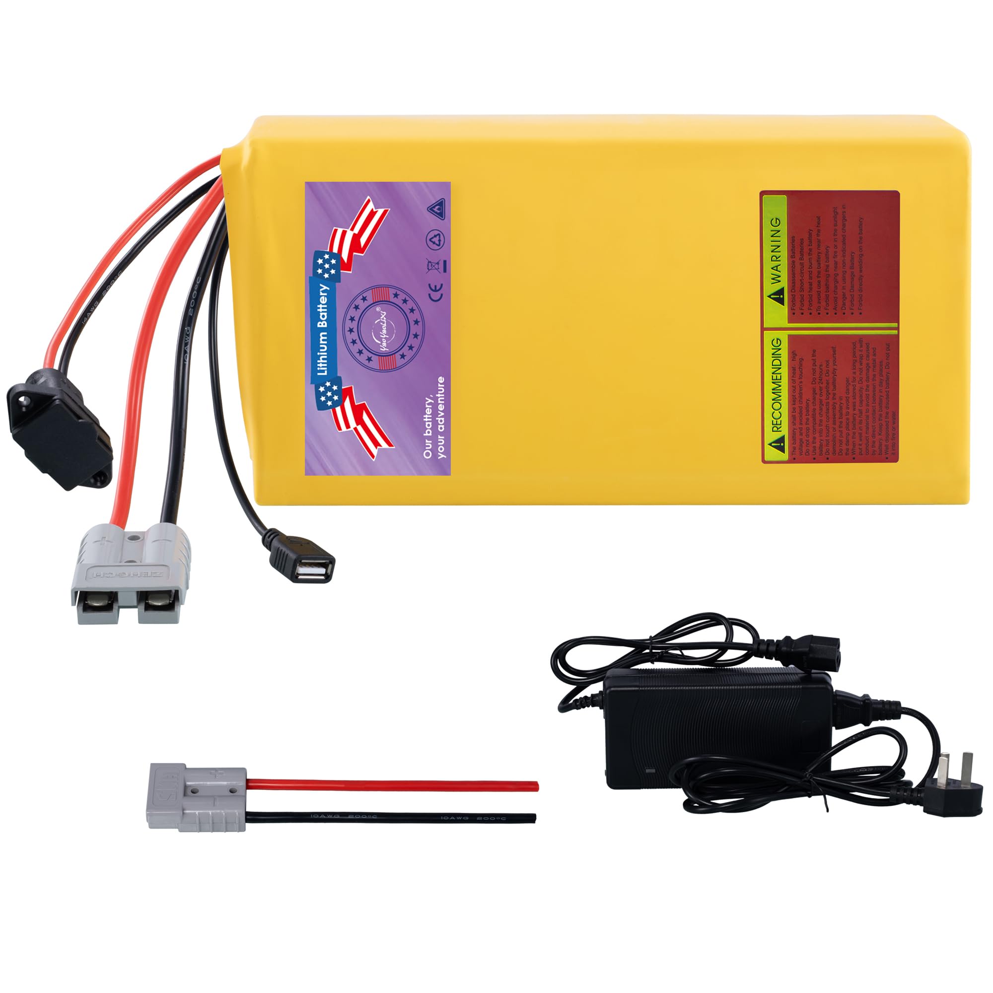 48V 30Ah Ebike Battery Pack - High Capacity Lithium Battery for Electric Scooter/Bike | 2000W Max Output | 50A BMS with Anderson Plug | Includes 5A Fast Charger (48V30Ah with Charger)