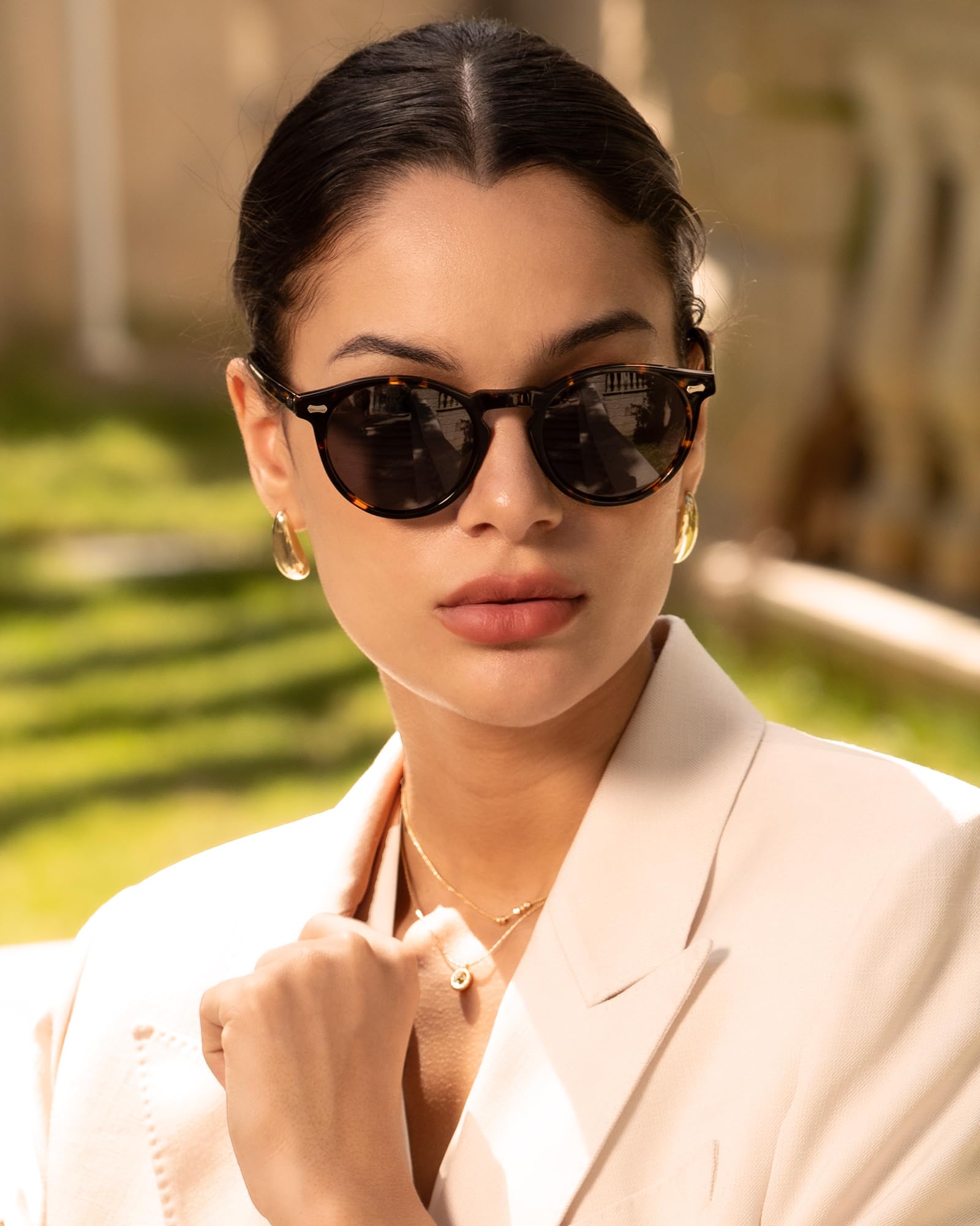 Carfia Lunettes de Soleil Femme Polarisées Mode Rétro Vintage la Protection UV 400 pour Conduire Voyager