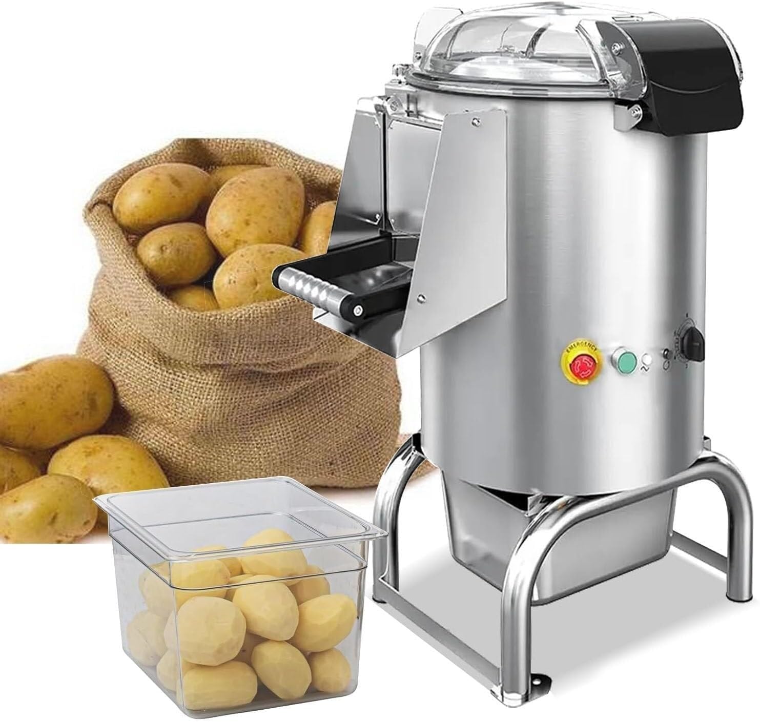Pelapatate Elettrico Di Grande Capacità, Strumento Di Pelatura Automatico, Macchina E Pelapatate In Acciaio Inossidabile Per La Pulizia Delle Patate, 5 Kg (70-100 Kg/ora), Pelatura Rapida In 3 Minuti